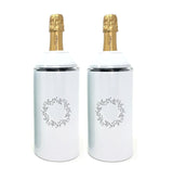 Holiday Wine & Champagne Chiller Set with 2 stainless steel bottle holders keeping drinks cold outdoors